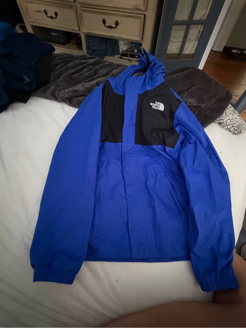 The North Face Blue and Black Kids' Hooded Rain Jacket